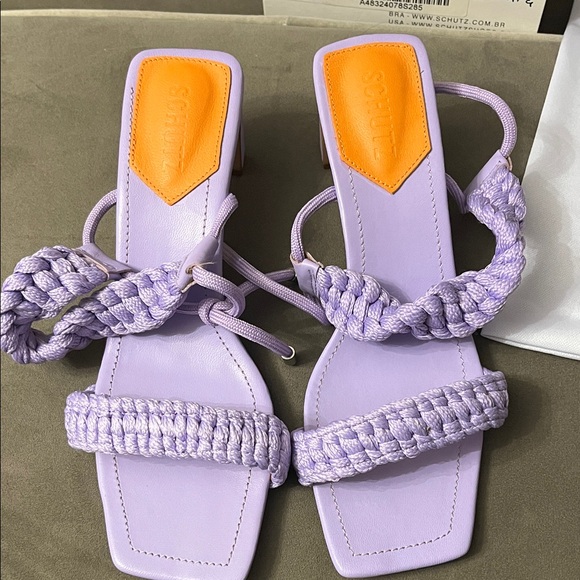 SCHUTZ Lavender Braided Strap Heels - Picture 2 of 11